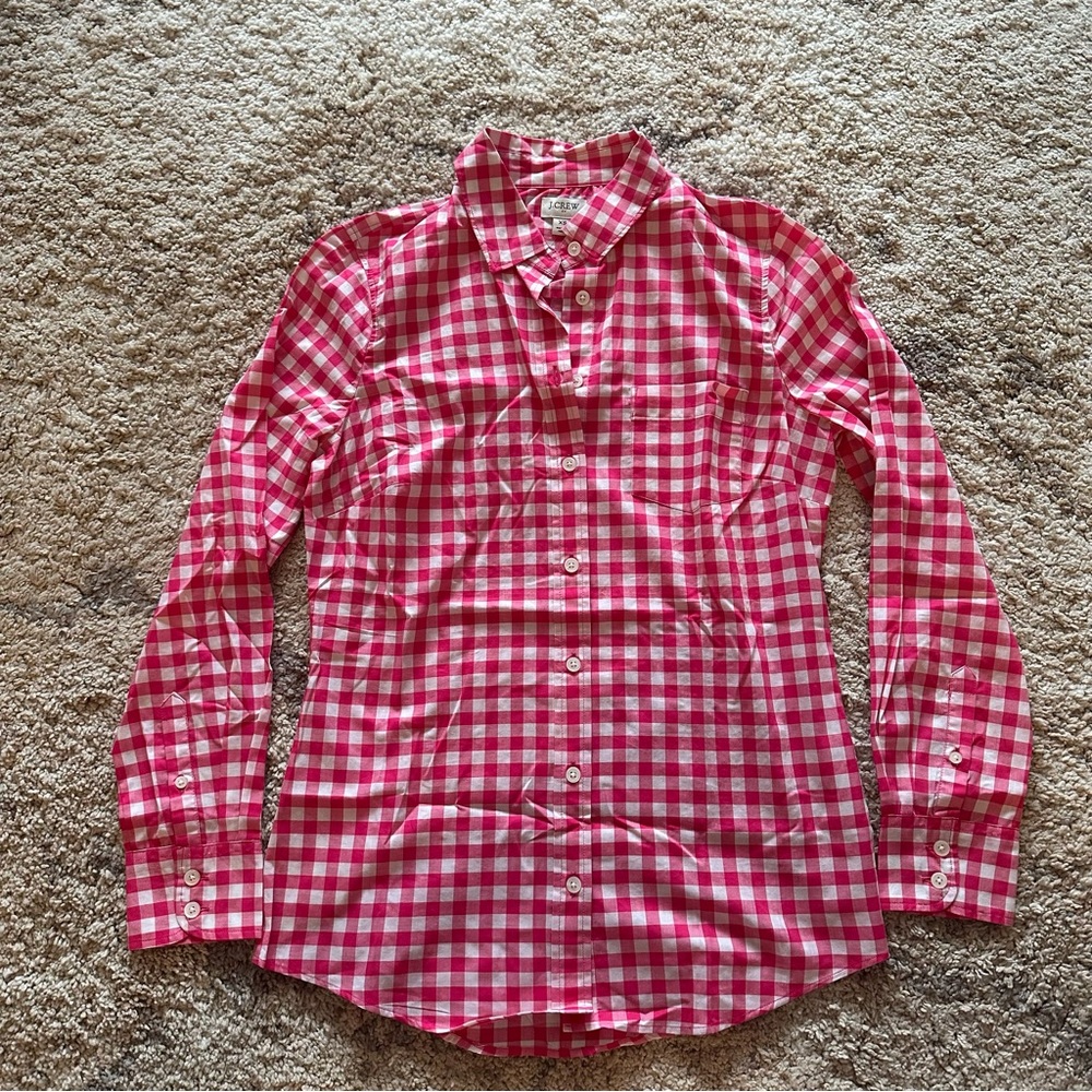 J.CREW NWT Gingham Print Fitted Shirt